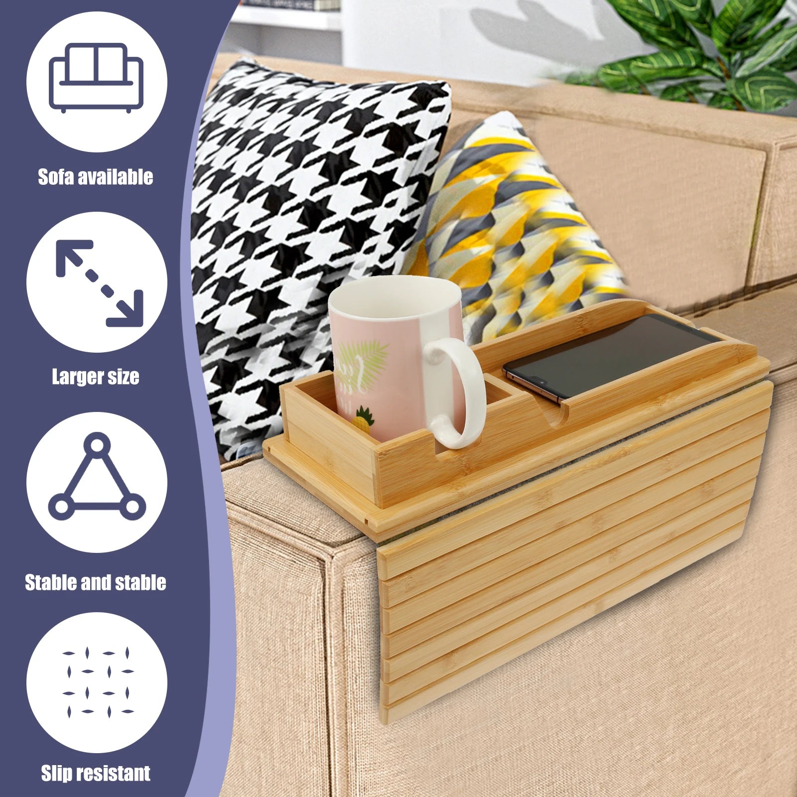 SipEase Wooden Couch Cup Holder