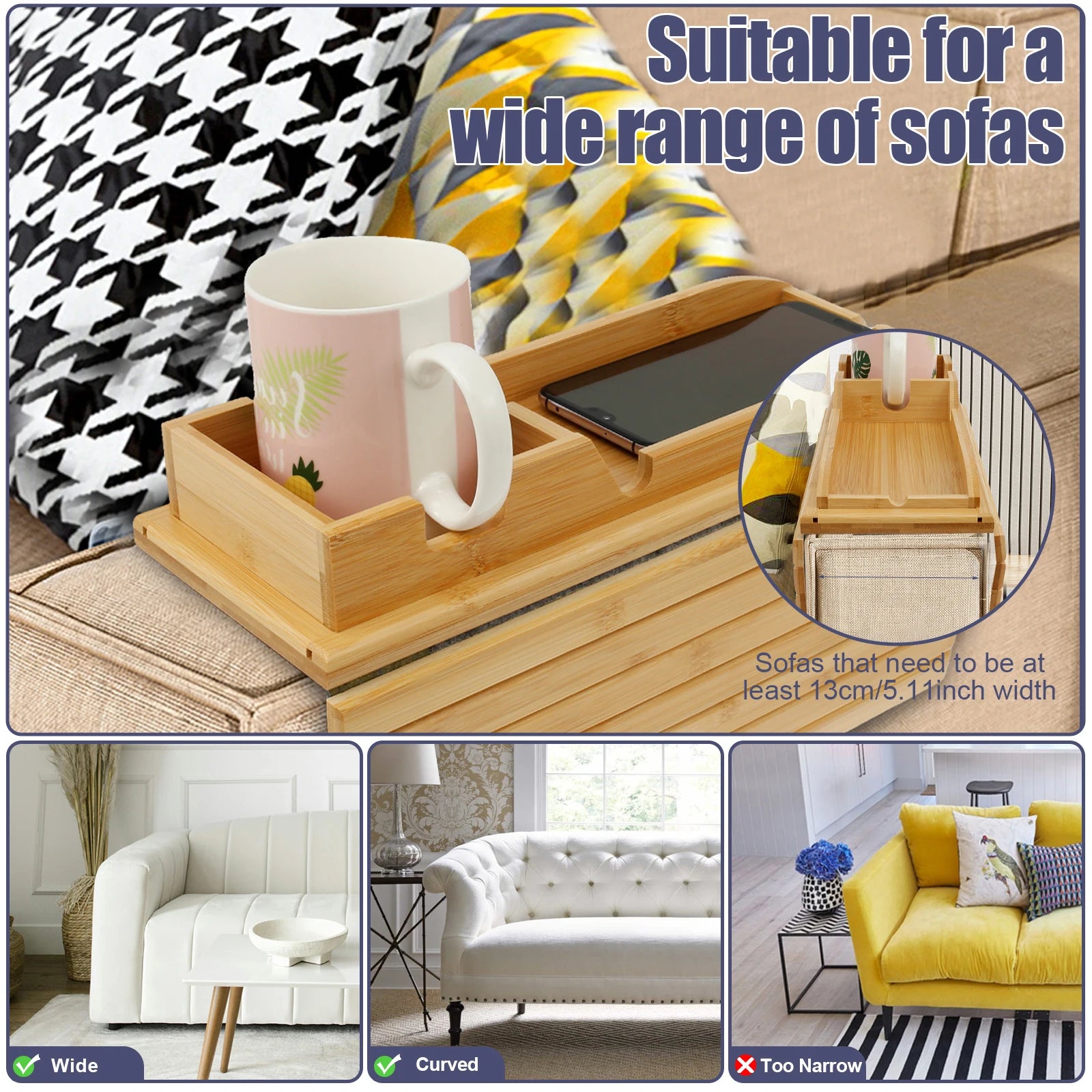 SipEase Wooden Couch Cup Holder