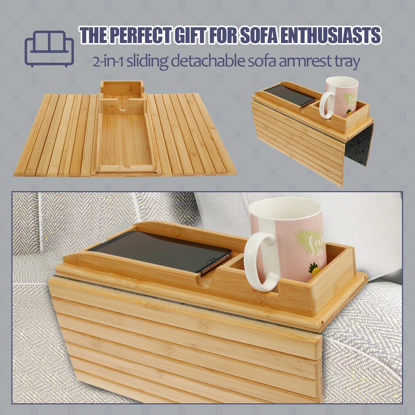 SipEase Wooden Couch Cup Holder